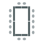 16 rectangle tables with 2 chairs per table