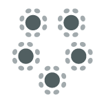 Up to 16 round tables with 6-10 chairs per table