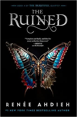 A black book cover with a metal butterfly and the title The Ruined