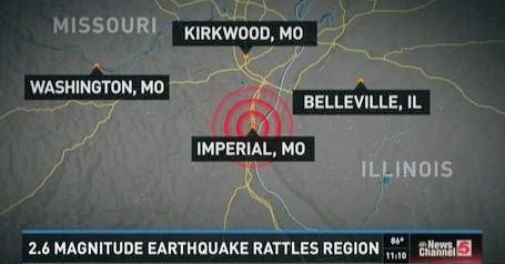 earthquake map of the St. Louis MO area