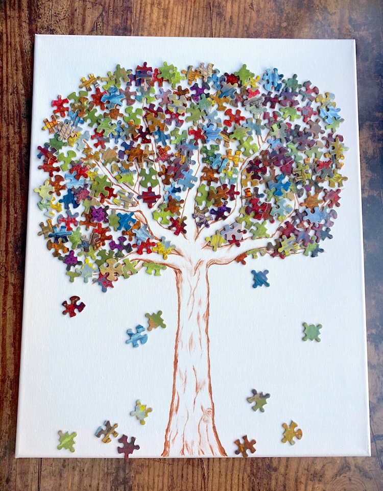 Puzzle Piece Mosaic Tree