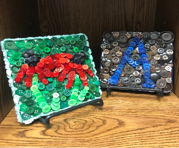 A Mosaic Artwork made with buttons