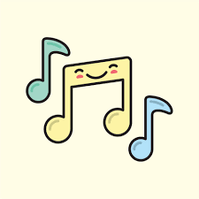 Pastel, smiling music notes.