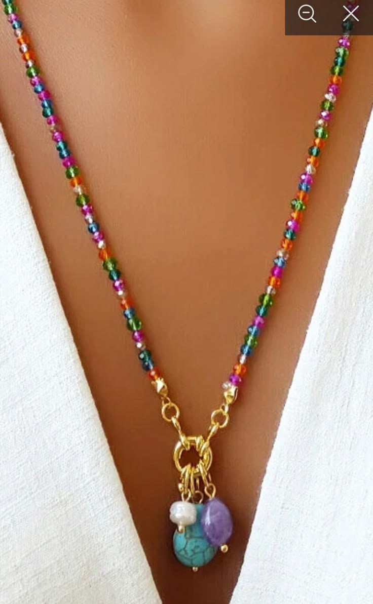 Colorful seed bead necklace