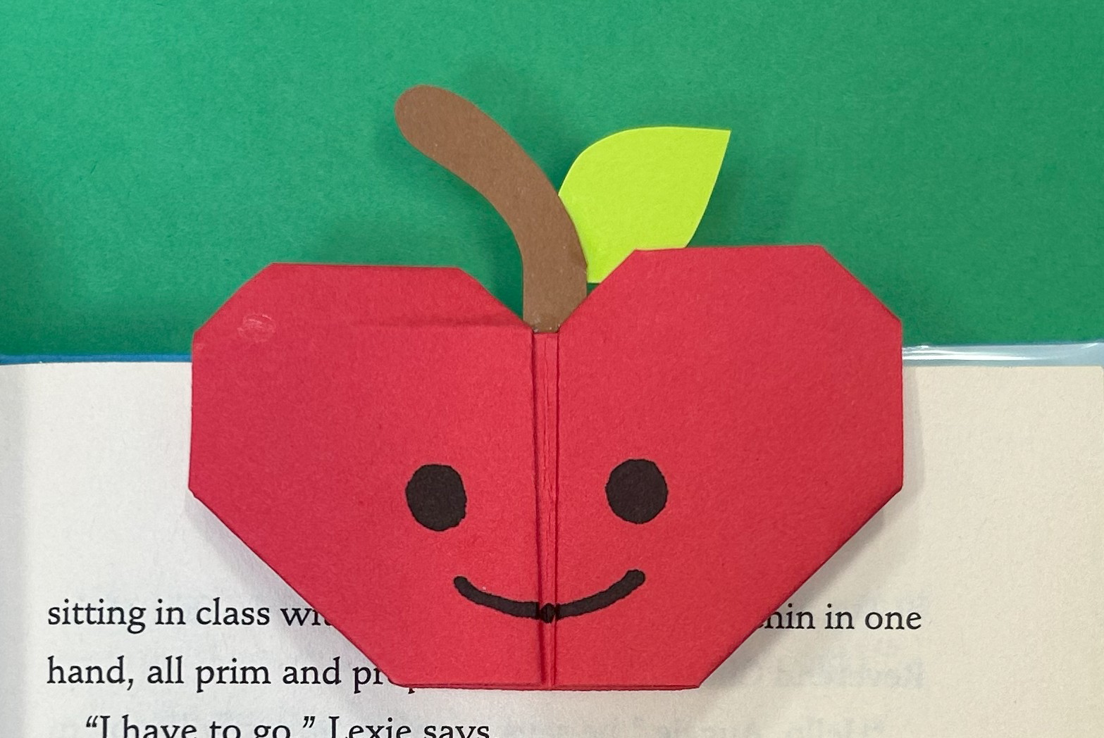 Paper Origami Apple Bookmark