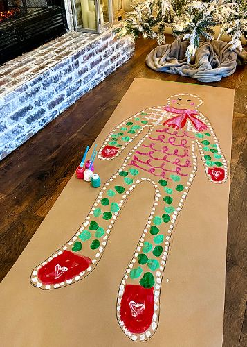 Life sized gingerbread person painted on paper