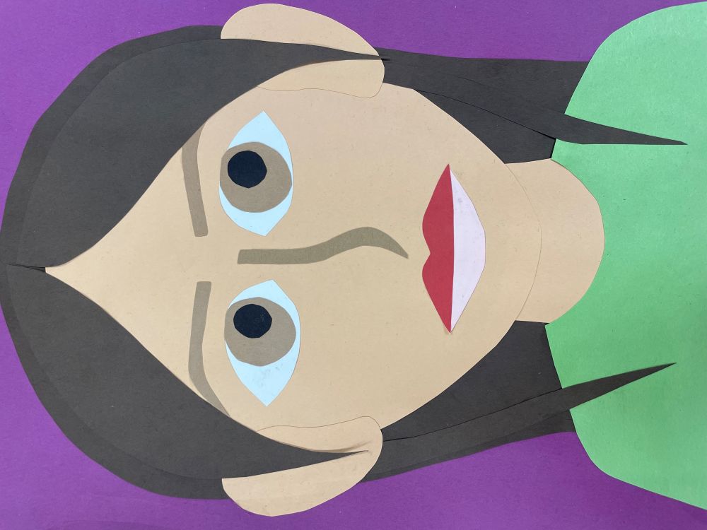 Picture of a completed paper portrait.