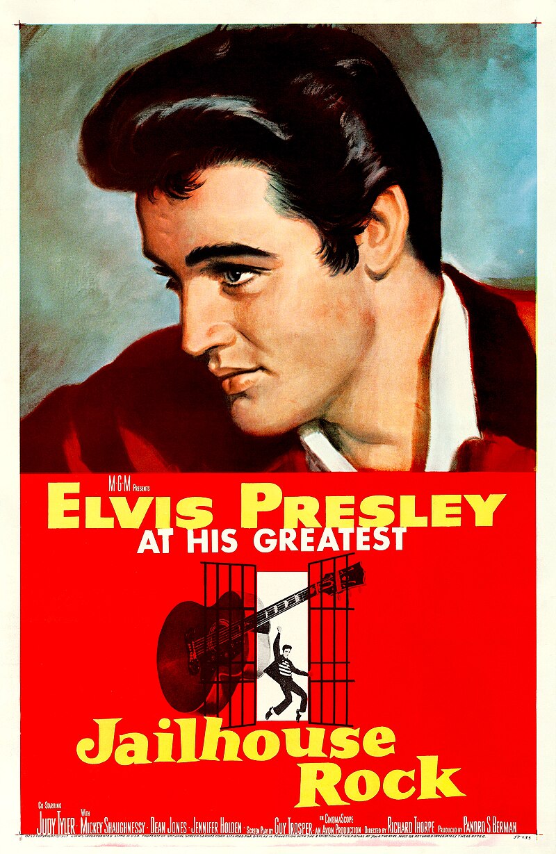 Movie poster Jailhouse Rock featuring headshot of Elvis