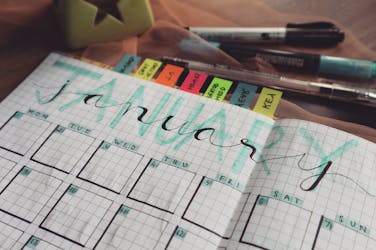 bullet journal spread for the month of January