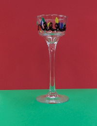 Glass votive painted with holiday lights motify