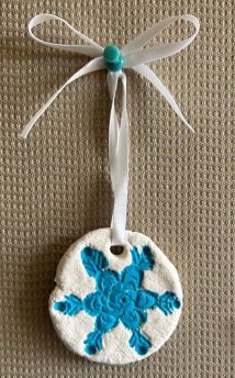 Salt Dough Ornament with Blue Snowflake Design