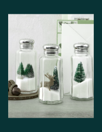 salt shakers with mini trees inside