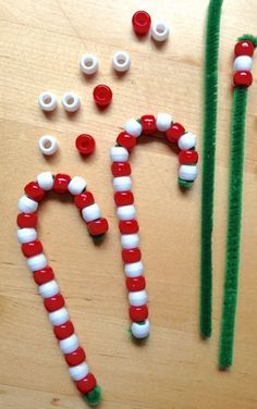 Red and White Pony Bead Candy Canes