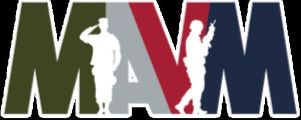 MAVM letters with white silhouettes of military