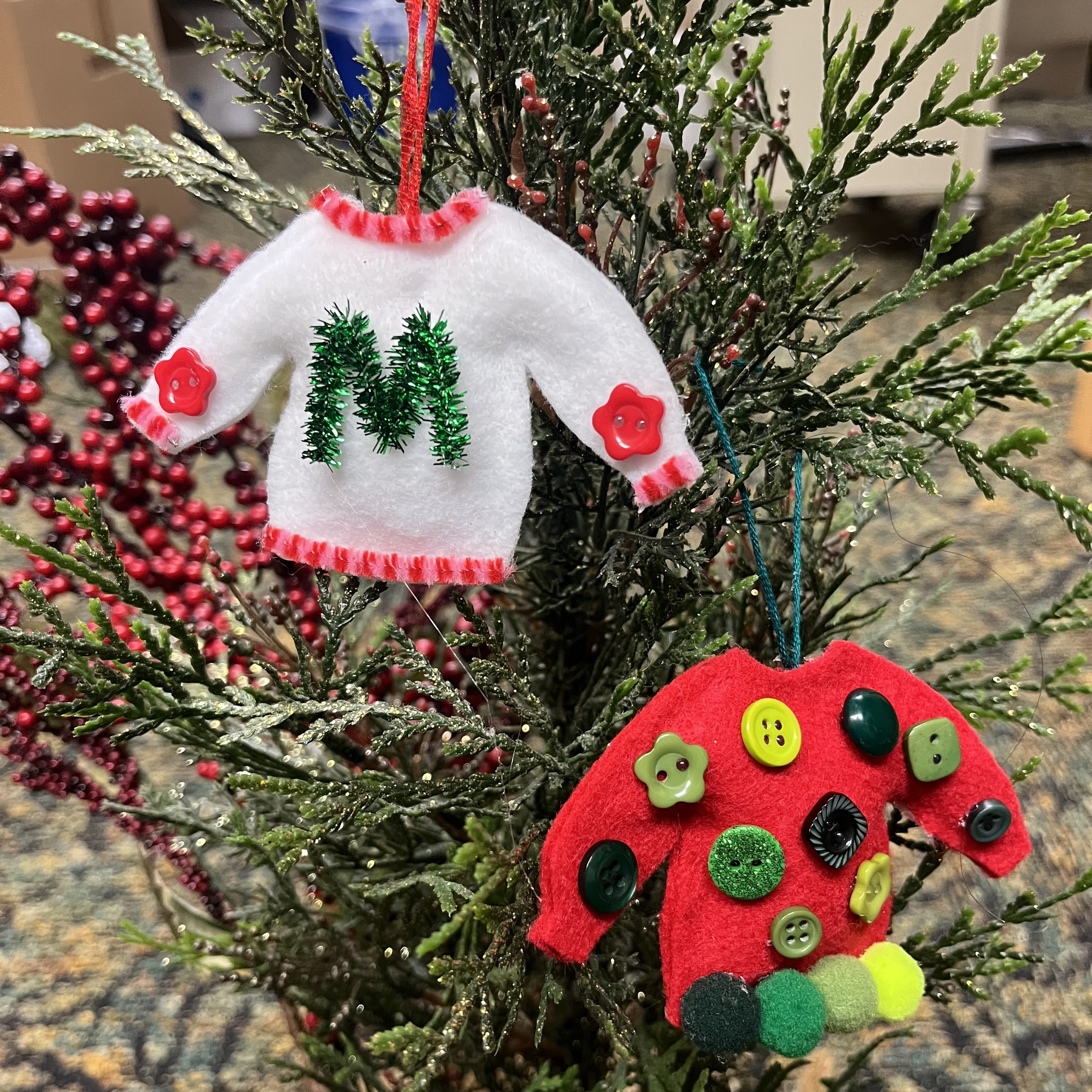 ugly sweater ornaments