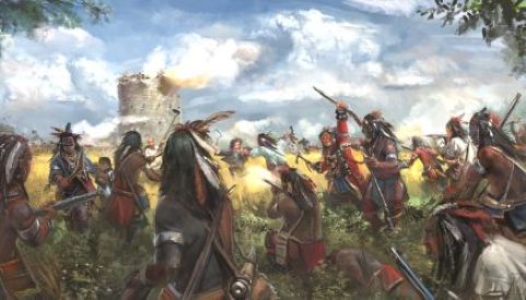 battle scene from 1780 in St. Louis