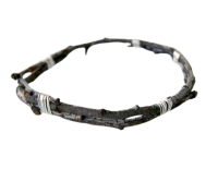 A twig wrapped in a circle in held in place with thread