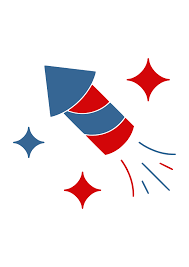 red and blue rocket clipart