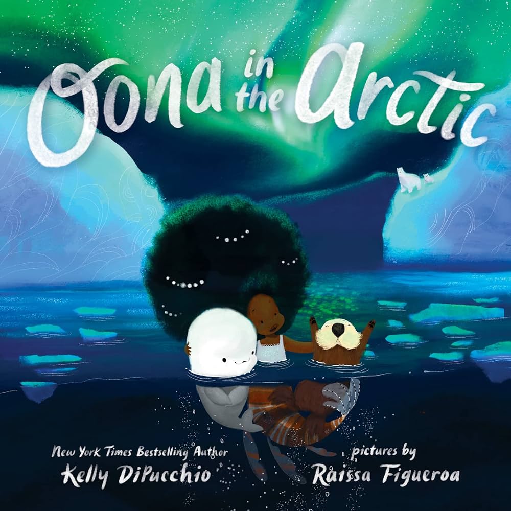 book cover showing a girl and a whale in the arctic