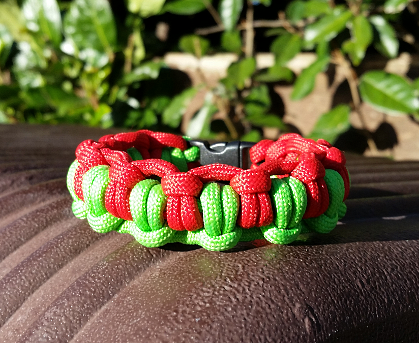 green and red paracord bracelet
