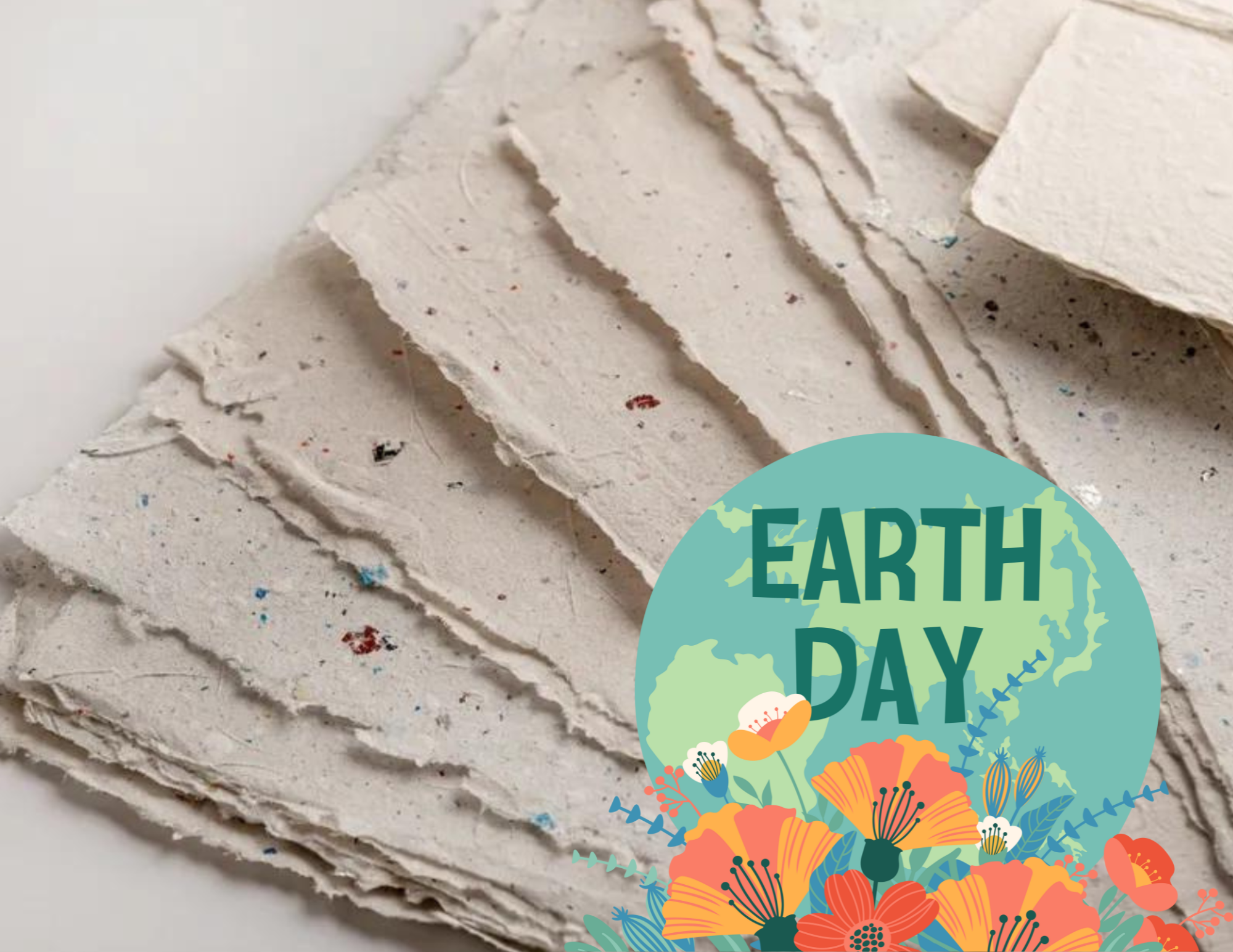 Homemade paper with an Earth Day Graphic