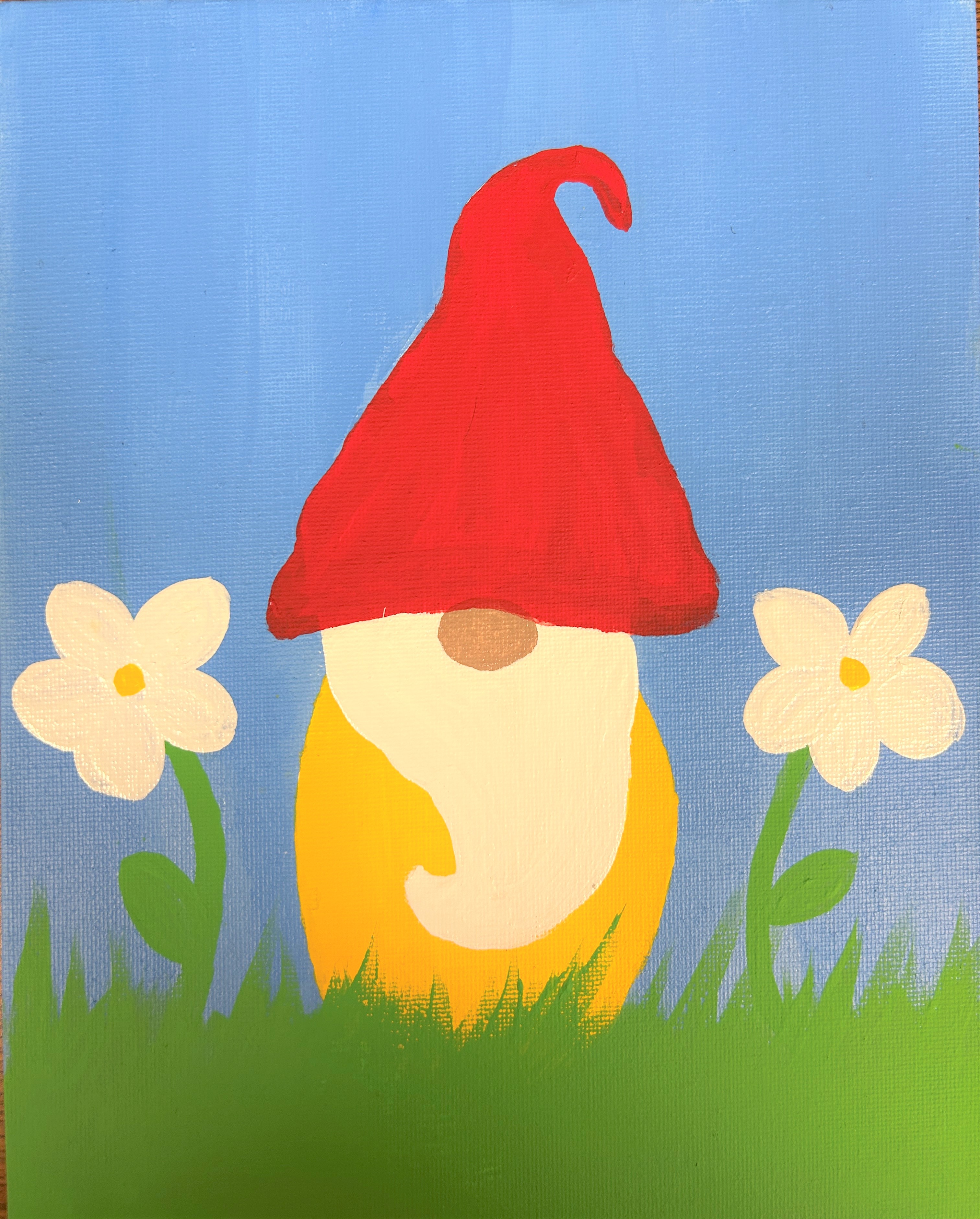 Gnome and Flowers Painting