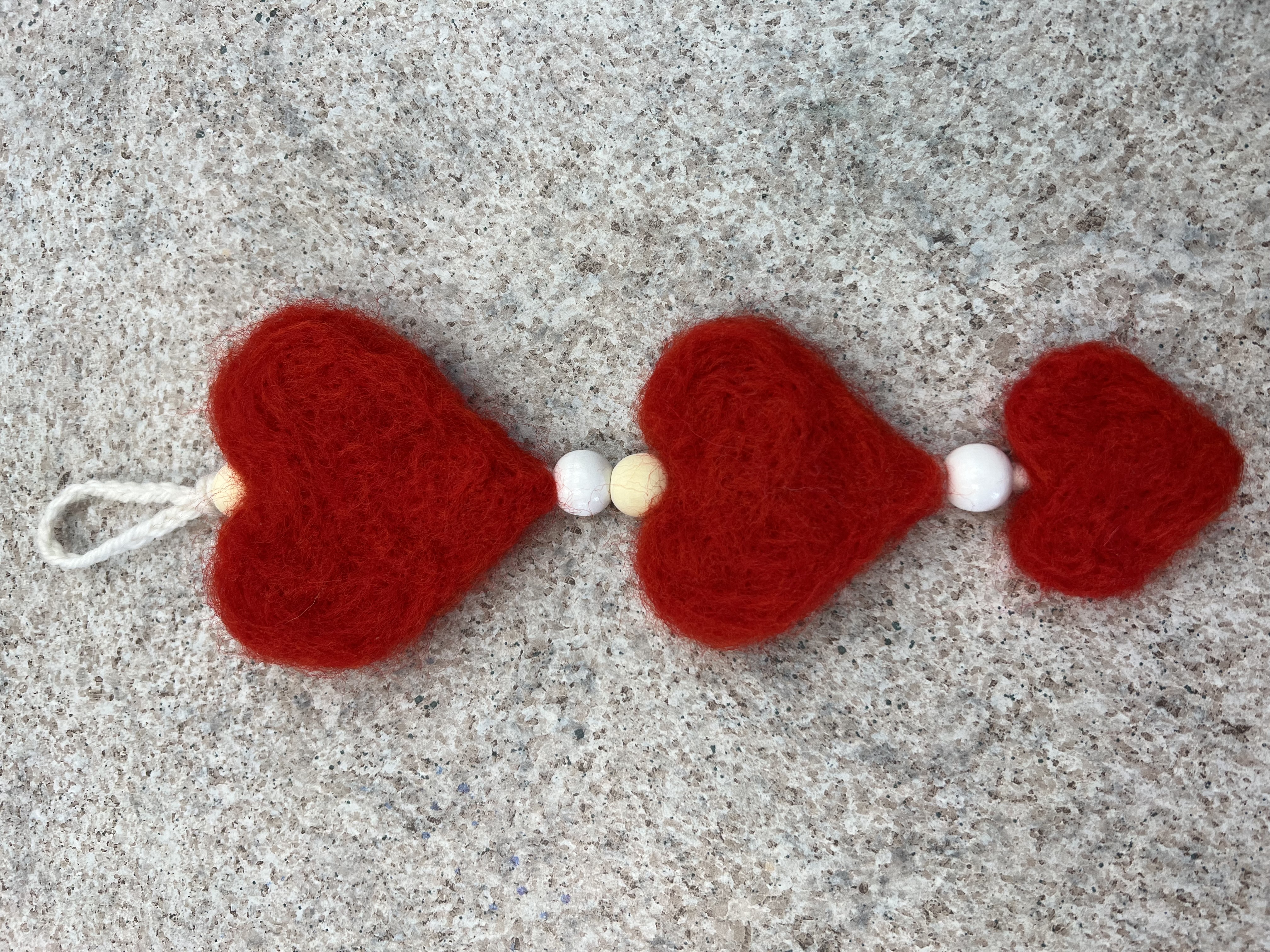 Red Felted Hearts on String