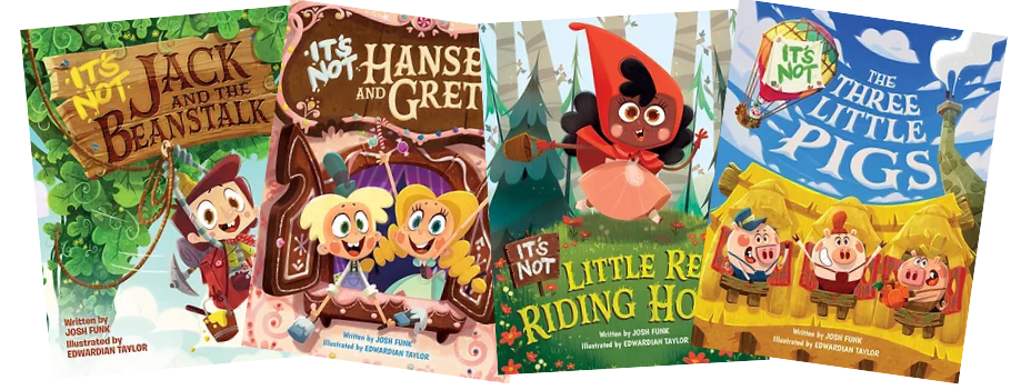 four picture books with fairy tale covers