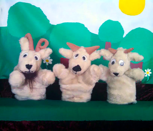 three goat puppets