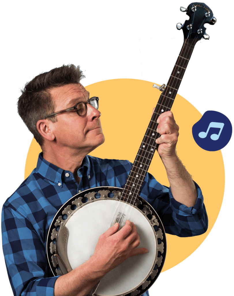 Jim Gill performing on the banjo
