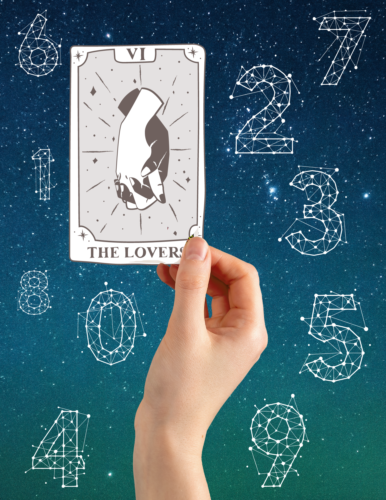 tarot card surrounded by numbers