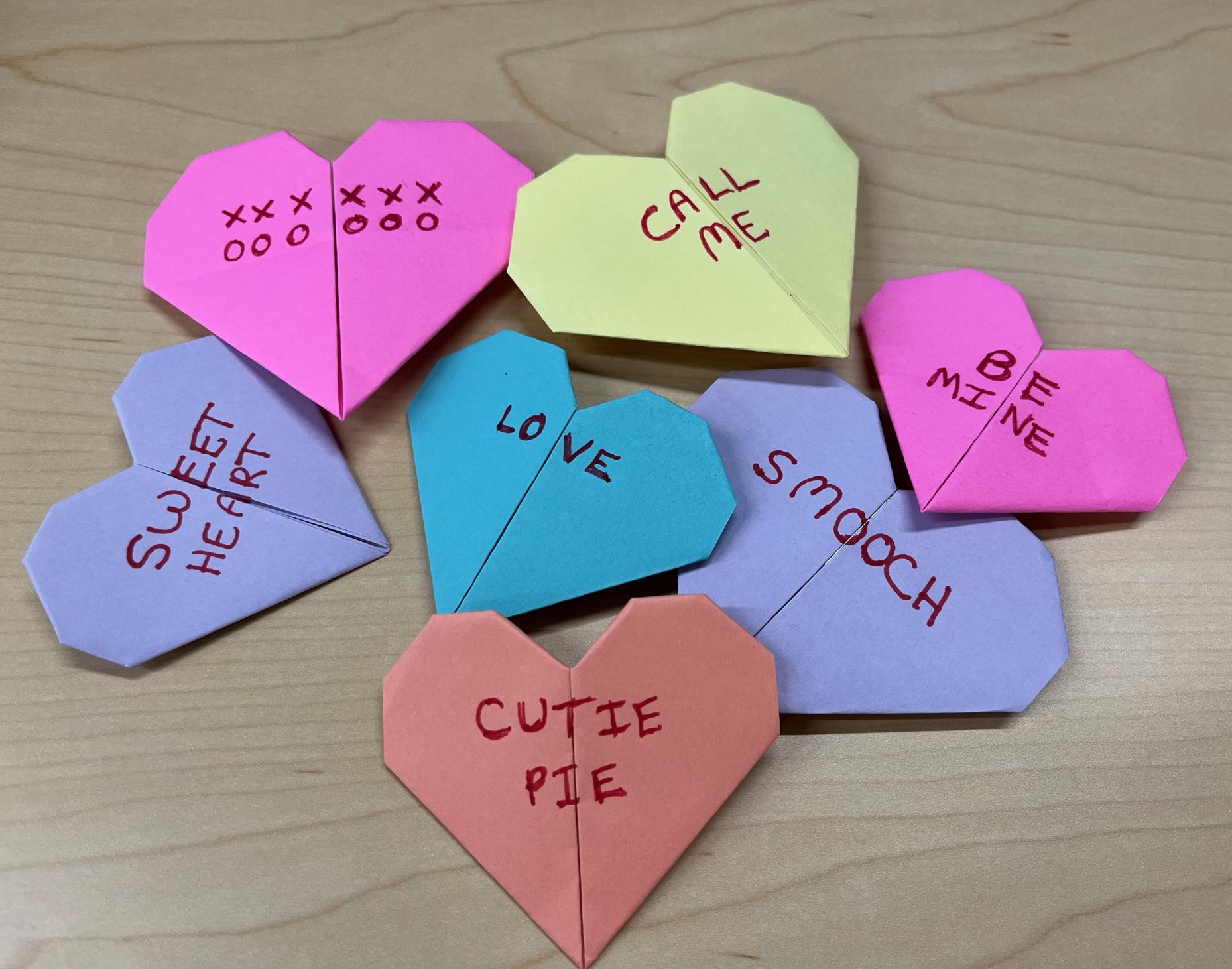Sample Valentine Origami Bookmarks