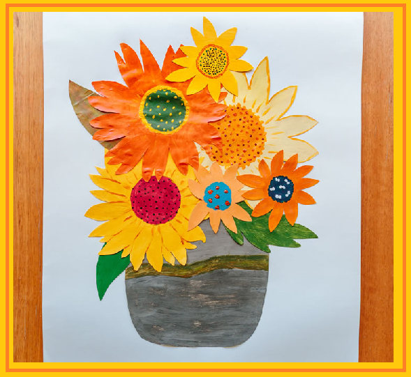 sunflower vase made from paper