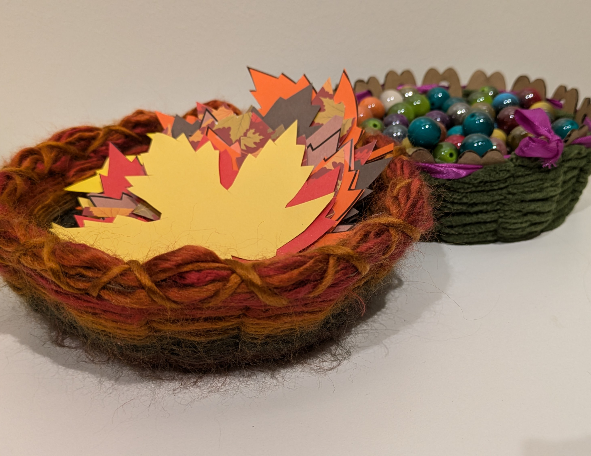 DIY Cardboard and yarn basket