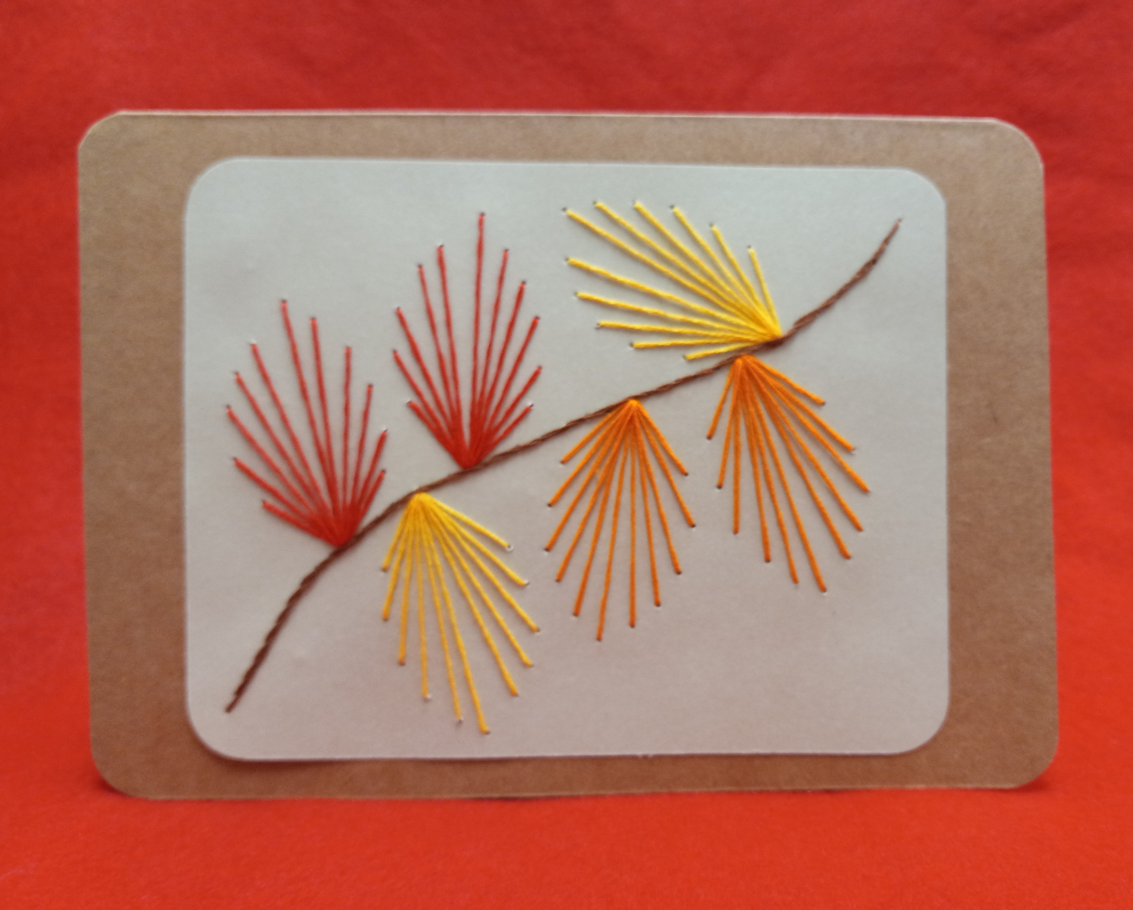 Autumn Leaves Stitching Card