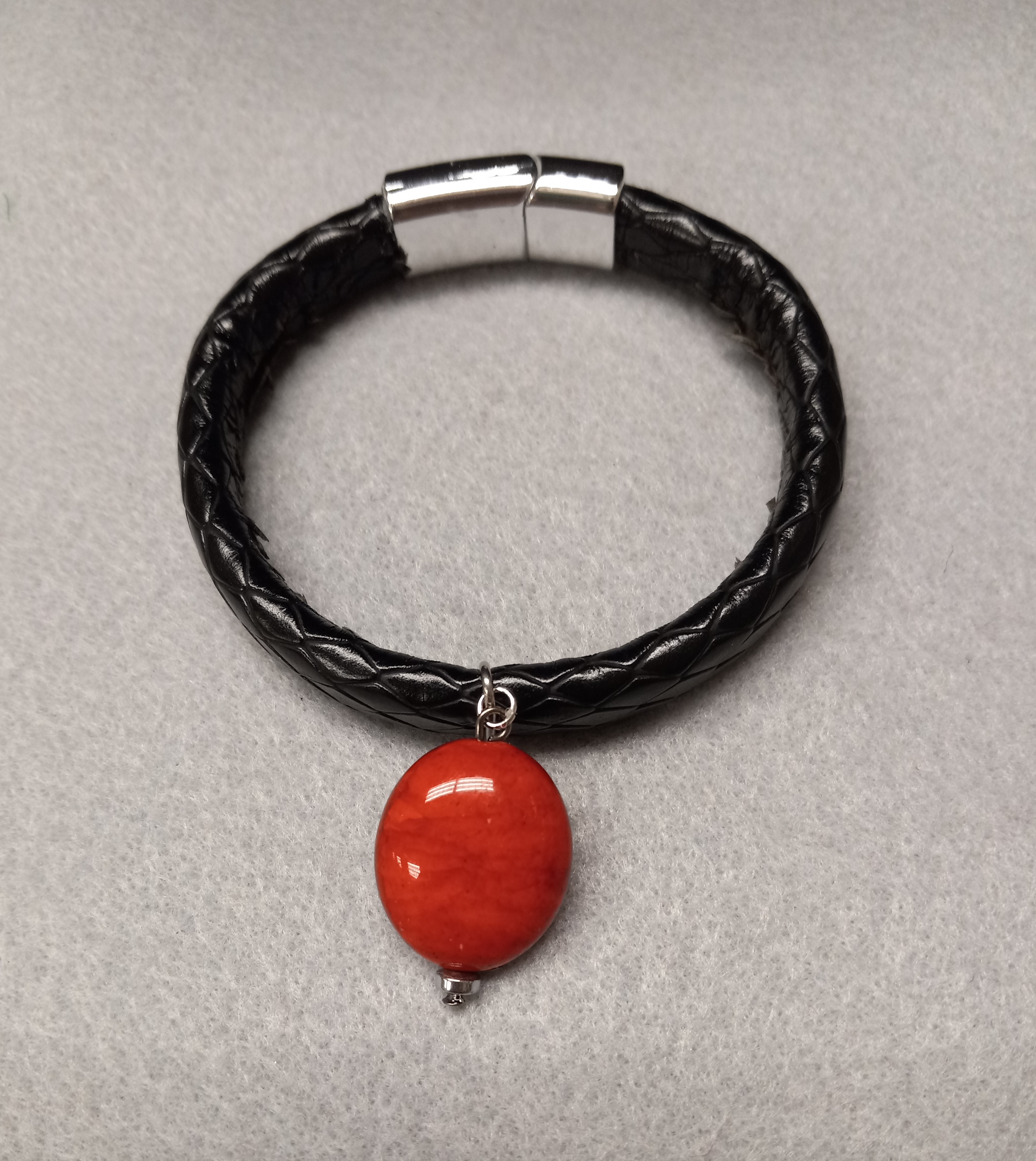 leather and stone bracelet