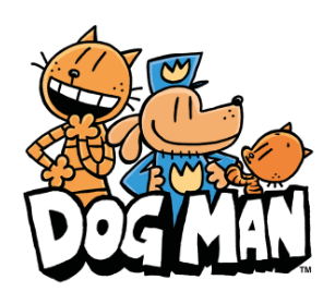 Drawn image of Dog Man, Petey, and Lil Petey from the Dog Man graphic novel series by Dav Pilkey.