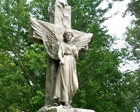 cemetery headstone of an angel