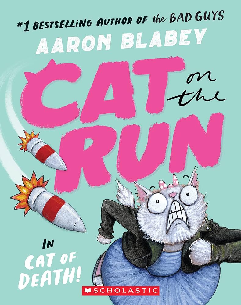 Book cover image of "Cat on the Run in Cat of Death!" graphic novel by Aaron Blabey