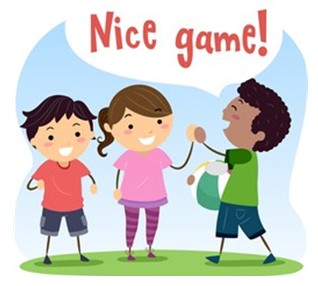 Image showing kids being good sports and telling each other good game!