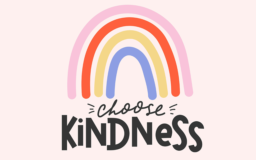 graphic showing a rainbow with the words choose kindness