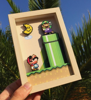 super Mario shadow box craft 