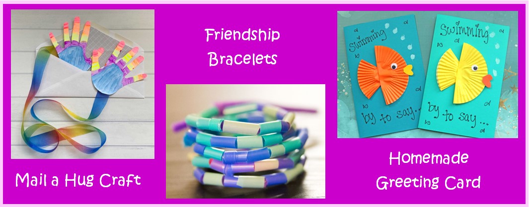 Image showing mail a hug, homemade greeting card, and friendship bracelet art projects