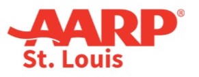 red and white AARP St Louis logo