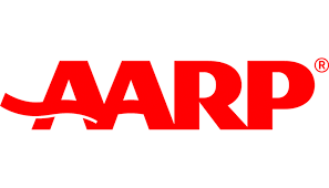 letters AARP in red