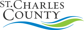 words St. Charles County with blue and green swirls underneath