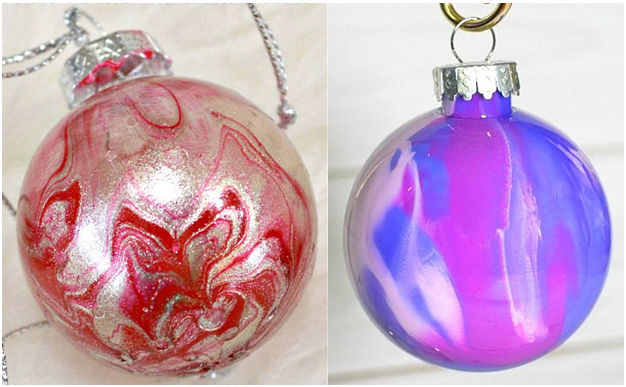 Image showing two marbled christmas ornaments