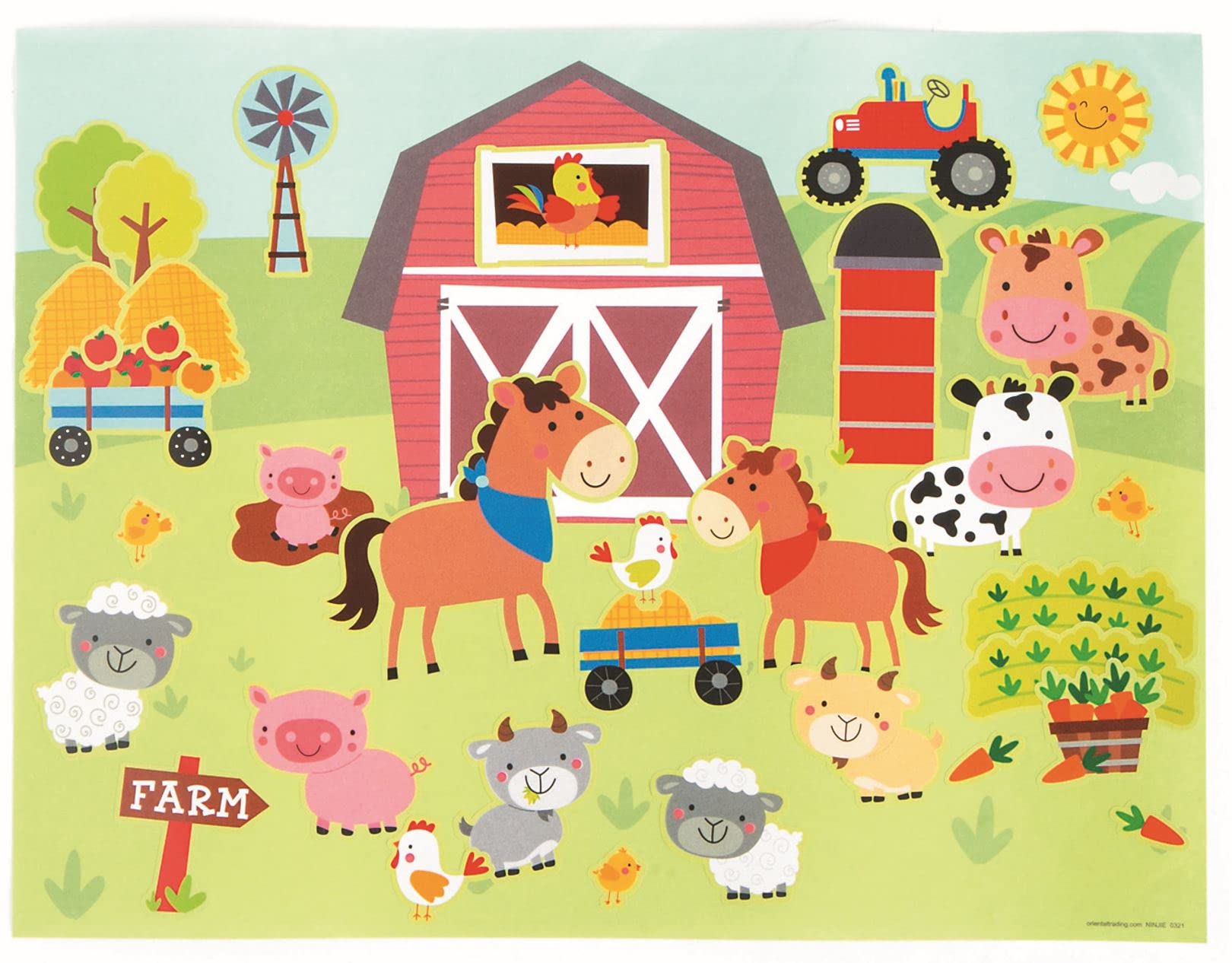 Image showing clipart farm with barn and animals