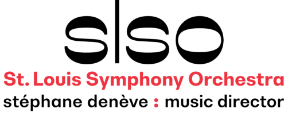 Red and black logo for the St. Louis Symphony Orchestra