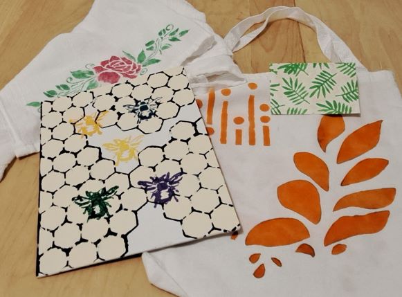 different stenciled items